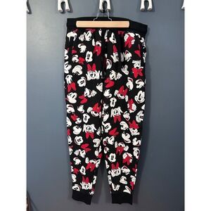 Disney Parks Womens Mickey Minnie Mouse Heart Lounge Jogger Pants Black Size L
